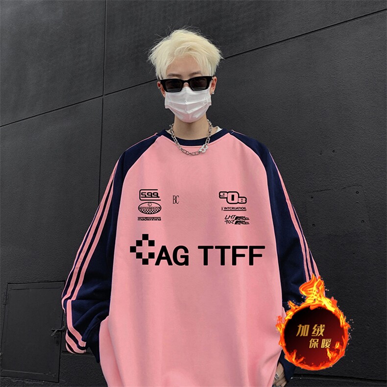 抖音得物供货提供视频秋冬重磅美式宽松织带圆领卫衣0752,男装卫衣,电商A486