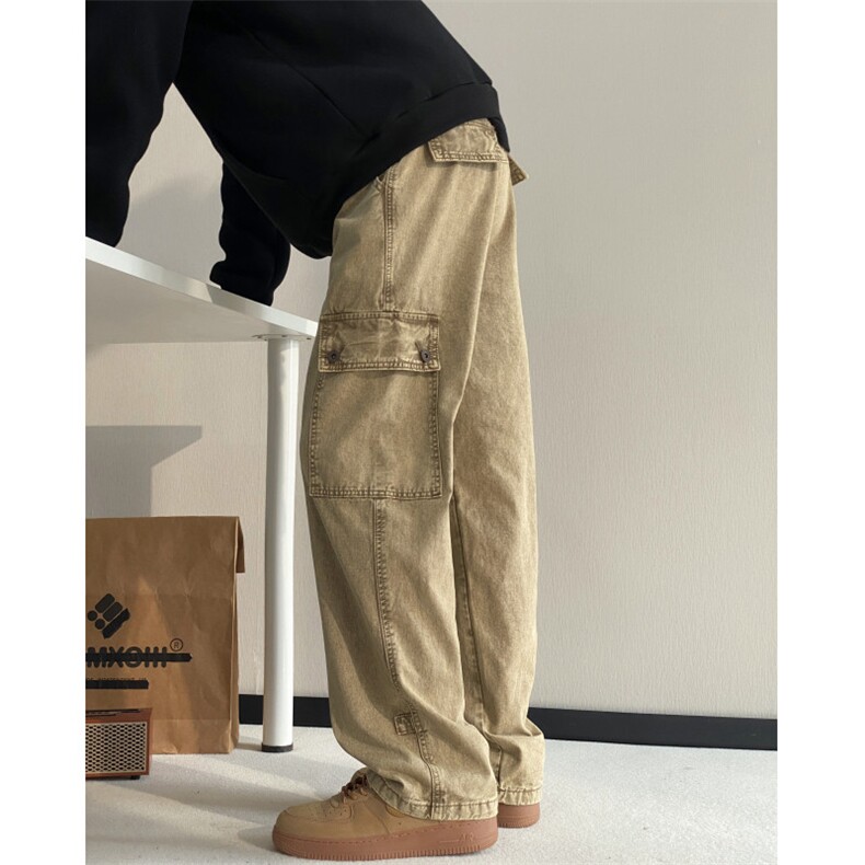 2025新款美式复古水洗做旧宽松休闲直筒工装裤B315-K849-p75控98,男装休闲裤,电商B315