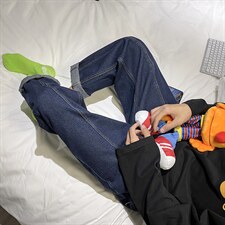 2023春款纯色宽松直筒老爹男女牛仔裤X715NZ016批45控68，男装牛仔裤，星座715