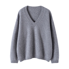 秋季新款v领纯色套头针织衫时尚休闲，女装针织衫/毛衣，鸥蕊娅羊绒