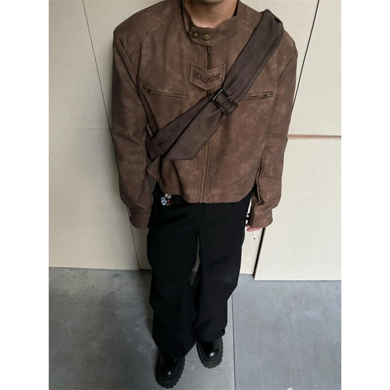 【有货】咖棕色飞行员外套美式复古短款机车服夹克JK8542LL-特P75图片