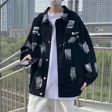 2023秋冬季潮翻领撞色休闲外套潮流韩版宽松夹克W6181-P60，男装夹克，星座512-2