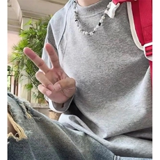 抖音得物品质26春装美式高街曼巴棉螺纹拼接卫衣圆领长袖T恤YT164，男装T恤，电商A486