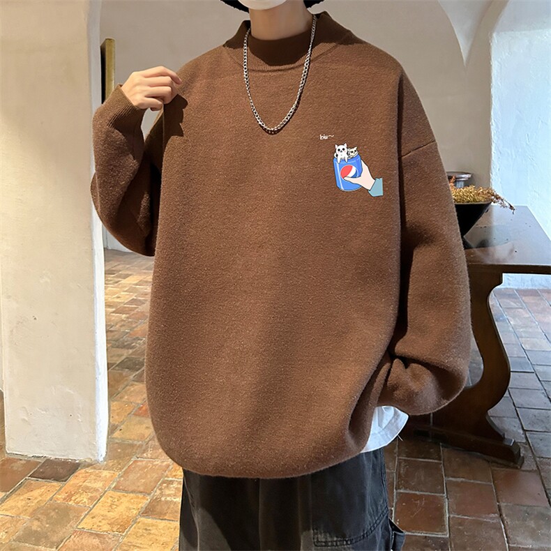 控68半高领毛衣男士大码针织衫男毛线衣男M18262-P45加绒款-P65,男装针织衫/毛衣,电商A040