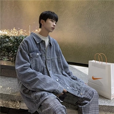 新款牛仔外套男秋冬潮牌夹克宽松复古港风上衣情侣1008-WJ266-p65，男装夹克，星座1008