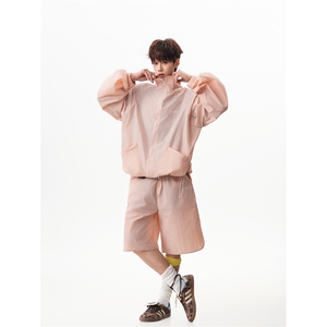 8XL-M 特大码冰丝防晒服短裤套装男户外防晒衣运动外套潮TZ102P65图片