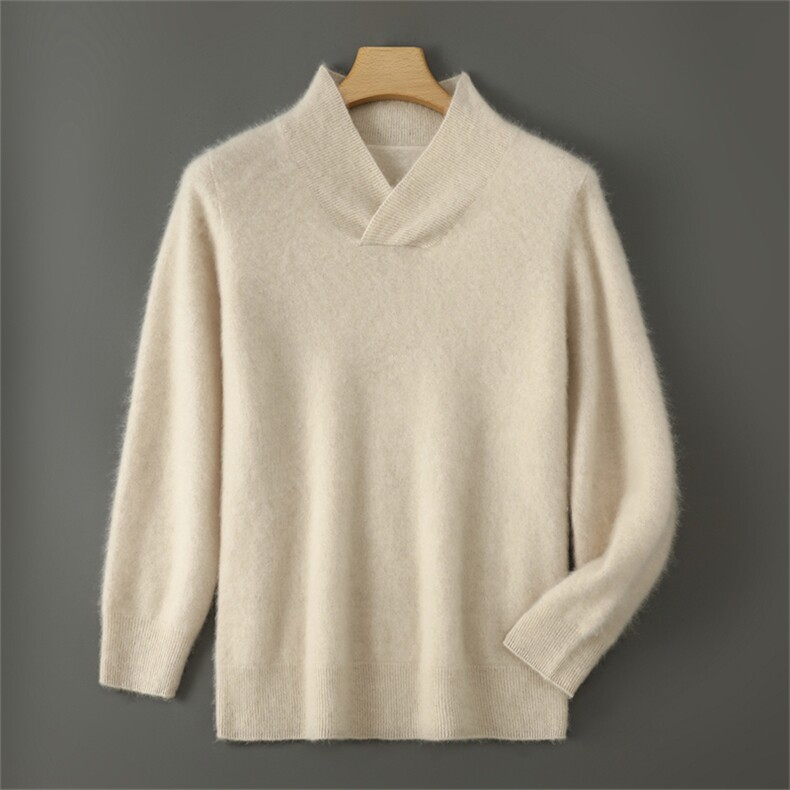 2025年秋季新款十二针双叠领男士上衣时尚休闲通勤百搭，男装羊毛衫，雅邦羊绒