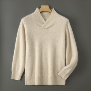 2025年秋季新款十二针双叠领男士上衣时尚休闲通勤百搭，男装羊毛衫，雅邦羊绒