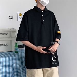 PL57114-P35 翻领短袖polo衫男大码胖子半袖t恤男有领保罗衫 模特图片