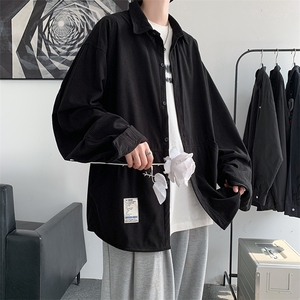 秋装 港风复古灯芯绒长袖衬衫宽松工装男女外套韩版潮 H221/P45图片
