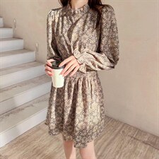 木耳边印花连衣裙，女装连衣裙，Balance Studio(2F)