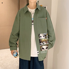 春季长袖衬衫男宽松港风衬衣男外套男CSCS287-P35，男装衬衫，电商B371