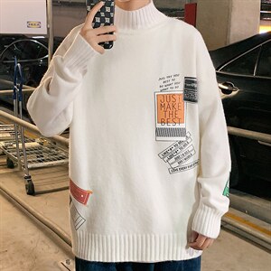 M18121-P45加绒P65半高领毛衣男士大码针织衫男毛线衣男线衫，男装针织衫/毛衣，电商A040