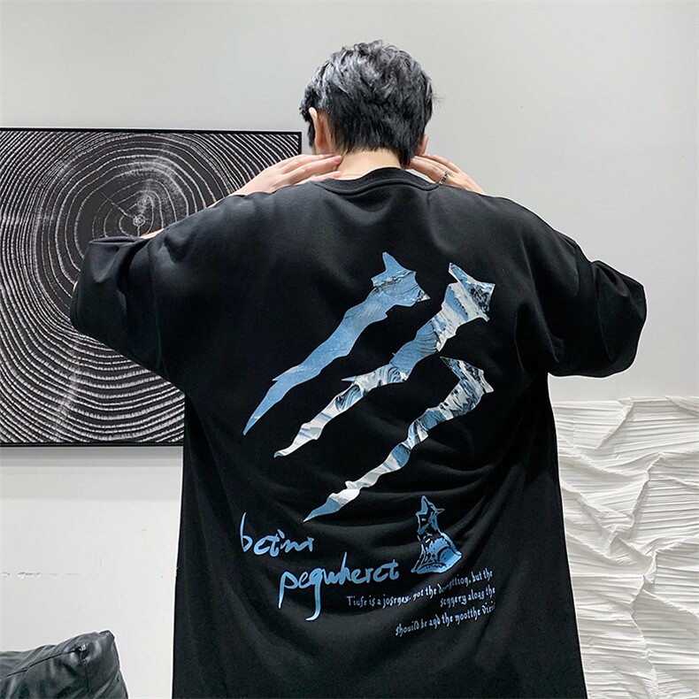 2025夏季原创设计印花港风休闲宽松T恤B266-DX02-P30,男装T恤,星座B257-1