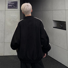 美式条纹鹿皮绒立领夹克宽松休闲拉链外套男JK108-P78，男装夹克，电商C307