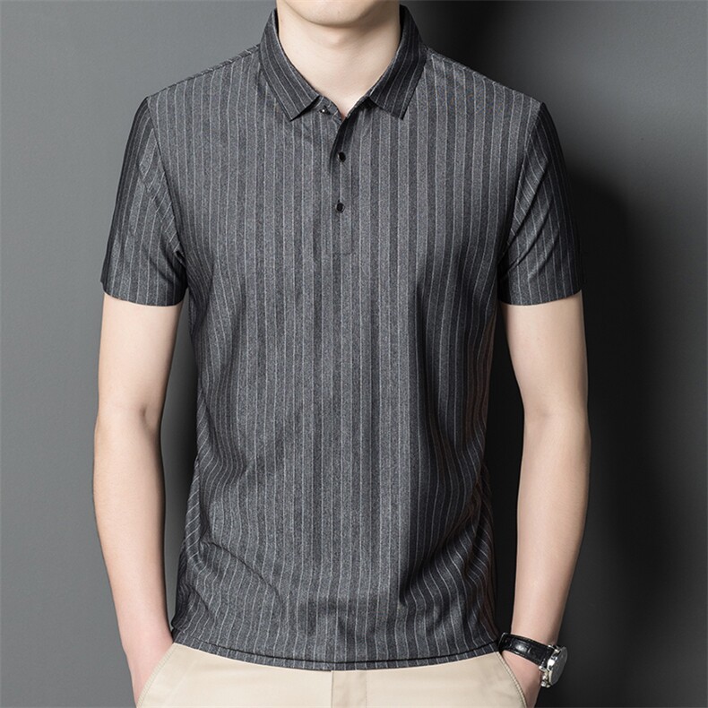 夏季新款男士翻领短袖t恤中年有领男装上衣服休闲POLO衫图片
