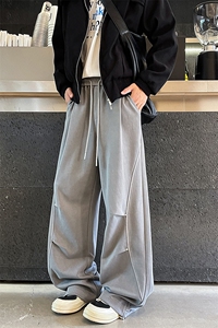 潮牌直筒运动卫裤男女垂感美式复古裤子宽松设计感休闲裤K9164P58图片