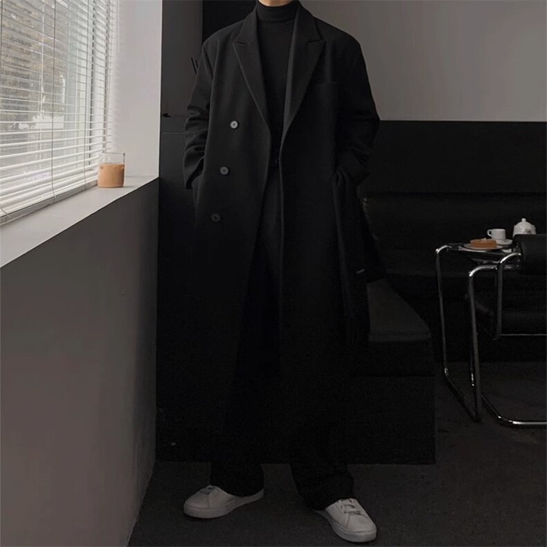 超长款秋冬韩版毛呢大衣宽松高级感潮流外套DY0019P128,男装毛呢大衣,星座1004（原星座815-3）