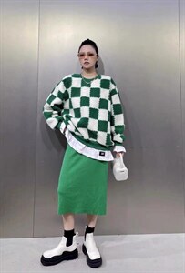 冬季新款 棋盘格羊羔毛假两件 宽松卫衣图片