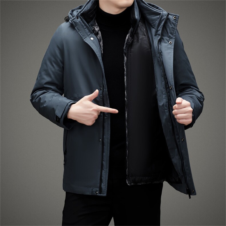 男士2023年新款冬季棉服商务休闲男装中青年中长款加厚连帽外套,男装棉衣,电商B212（原钱塘6029）