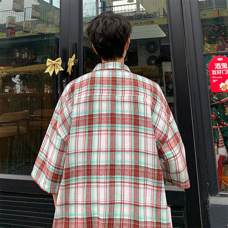 短袖衬衫男夏季新款格子磨毛衬衣DX002-特批26无差价,男装衬衫,星座214-3