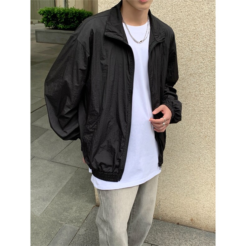 现货夏季无帽防嗮衣双拉链立领薄款透气冰丝纯色外套FS1006-P50,女装短外套,星座205-5