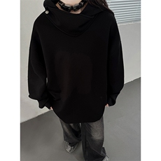 白敬亭的设计感太空棉连帽情侣卫衣纯色百搭上衣宽松外套，女装短外套，电商A341