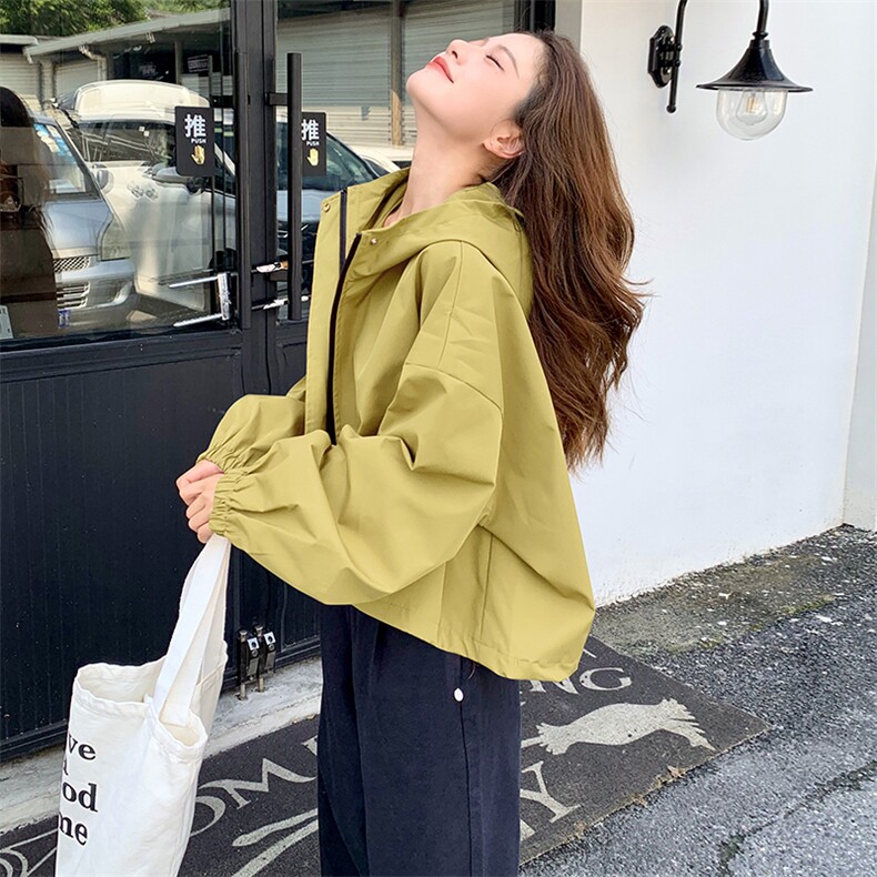 橘色冲锋衣工装外套女春秋2025新款韩系流行设计感爆款小个子爆款,女装短外套,2C262