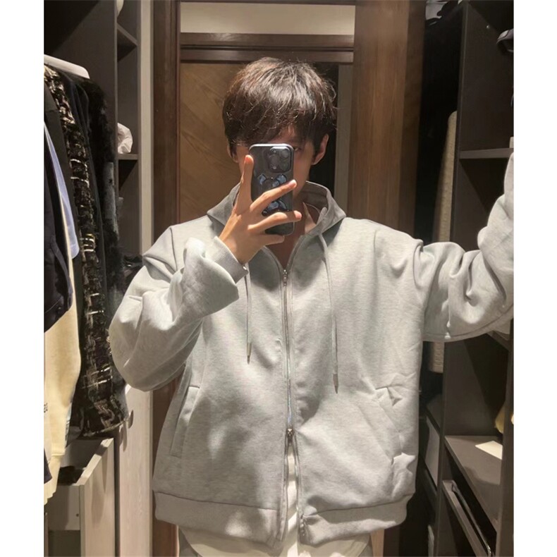 自家图，博主风cleanfit垫肩设计感双拉链卫衣男解构风WYB05-P58,男装卫衣,星座1007（原301D）