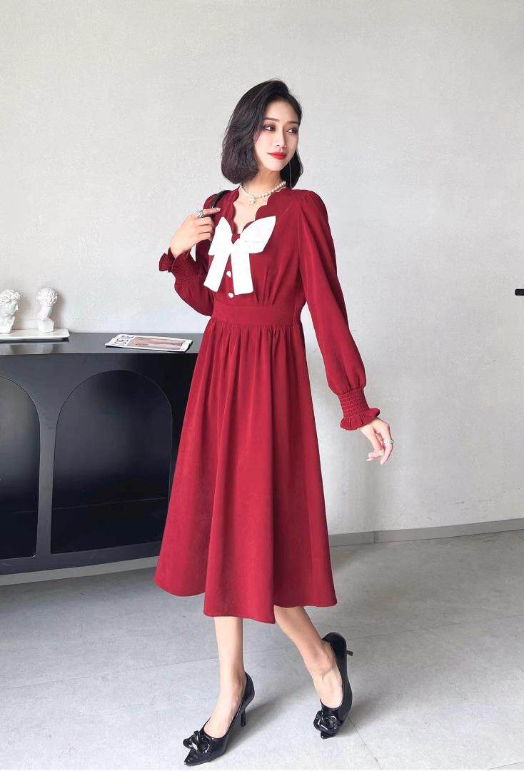 [现货]收腰显瘦连衣裙，两色、三个尺码，女装连衣裙，依柏璐(1F)