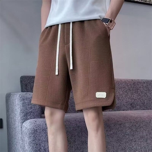 2025新品条纹提花短裤男夏季薄款男装痞帅中裤休闲百搭五分裤子图片