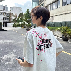 万针全刺绣工艺抖音得物高品质260克重磅纯棉双纱美式高街短袖T恤图片