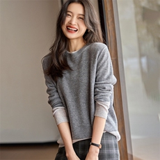 2025年秋季时尚百搭通勤双层加厚圆领长袖，女装羊绒衫，绒歆坊