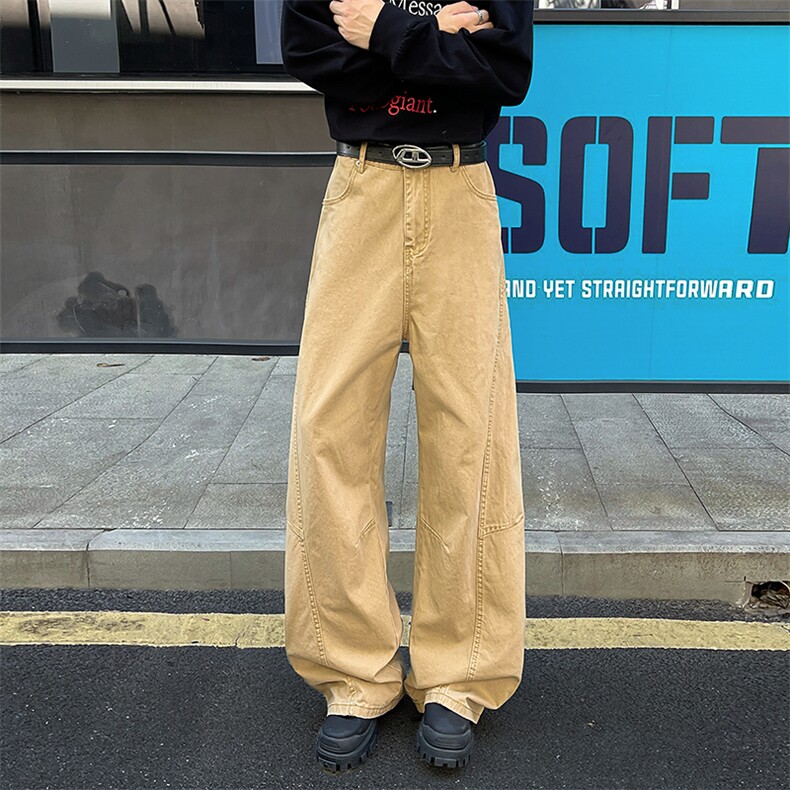 8XL-M工装裤男秋季日系男直筒宽松阔腿休闲弯刀裤子男K9177P65,男装工装外套,电商D206-1
