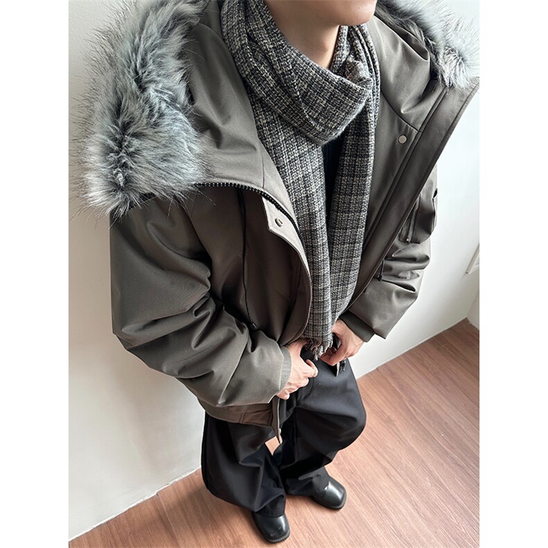 夹棉加厚连帽棉衣可拆卸毛领宽松工装派克服5D1197-TP115198,男装棉衣,电商A102