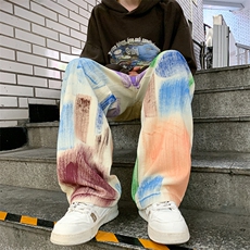 日系青春流行休闲裤潮时尚潮牌原宿新款长裤简约男抽绳束脚春季，男装休闲裤，星座716-2