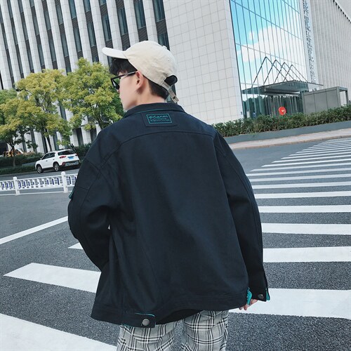 JK959/P75秋装新款美式撞色男水洗工装夹克日系男青少年大码外套图片