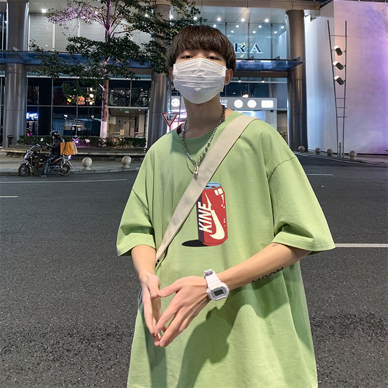 22夏季新款潮流百搭可乐印花圆领男士休闲短袖T恤1210-2-6609-P15,男装T恤,星座1816-2（原1210–2）
