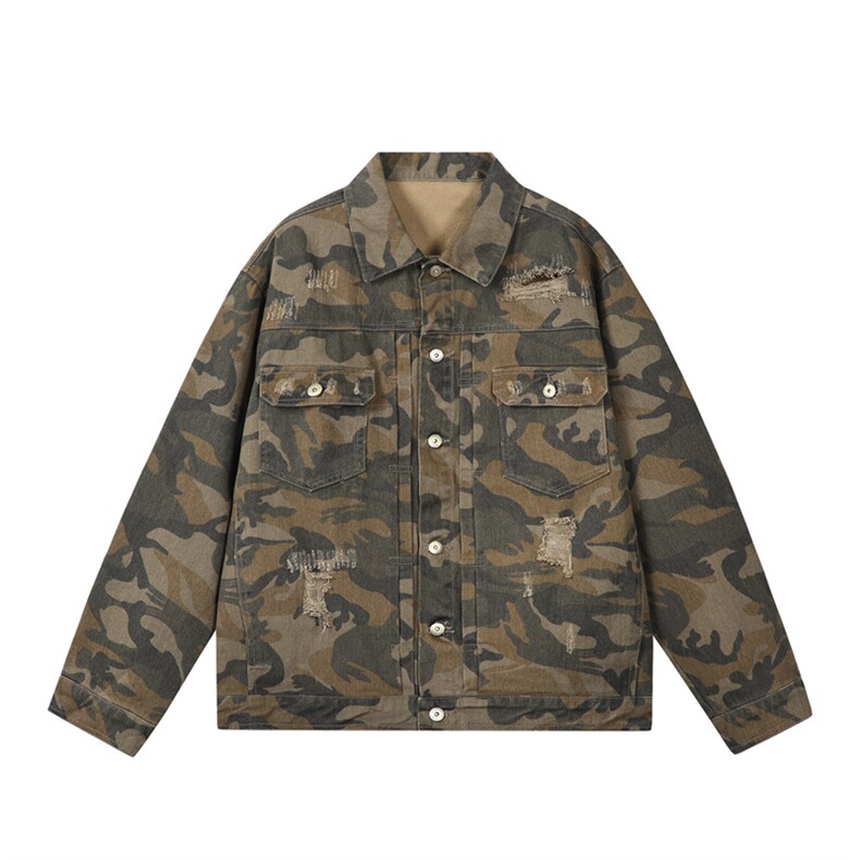 水洗牛仔外套男款春季美式痞帅上衣服宽松休闲工装夹克JK1318-P80图片