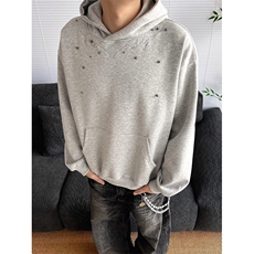 美式重磅Cleanfit复古钉珠设计连帽卫衣男宽松休闲上衣LY7455-P50，男装卫衣，星座1008