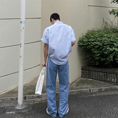 【网图现货】美式宽松夏季短袖条纹衬衫男C014/P30，男装T恤，星座205-3