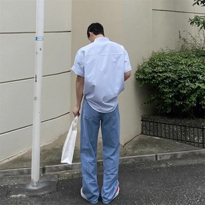 【网图现货】美式宽松夏季短袖条纹衬衫男C014/P30图片