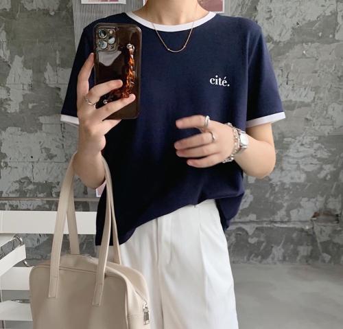 【现货】天丝珠地面料撞色字母短Tee,女装,海维恩