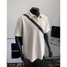 夏装25老钱风大码宽松麦穗翻领POLO衫男装夏季短袖T恤S405-特P35，男装T恤，电商A233-1