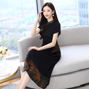 现货香云纱仿真丝套装女高端品牌2023夏季新款短袖印花高级减龄轻奢图片