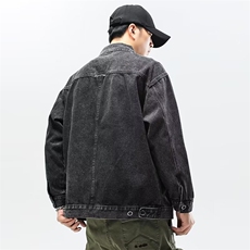 牛仔夹克工装口袋中性字母贴标渐变色外套大码M-4XLJ20P55，男装夹克，星座1013-1