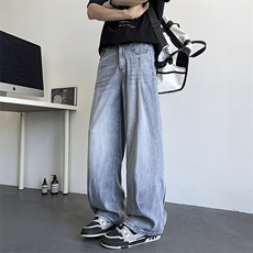 天丝牛仔夏季薄款宽松凉感直筒裤男2025新款休闲阔腿裤BY106-P48，男装牛仔裤，星座610（原A335）