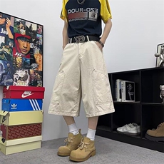 YC0351-P552025夏季铆钉七分工装裤男女情侣设计感阔腿裤牛仔裤，男装牛仔裤，电商C233