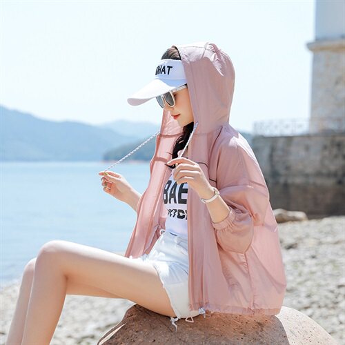 CanaryKiss防晒服薄外套女夏季2025新款宽松显瘦连帽防晒衫上衣,女装防晒衣,可可小西