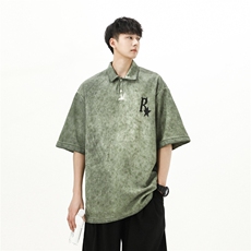 抖音品质休闲华夫格Polo衫2023创意港风短袖T恤XP77061-P40，男装Polo衫，电商A042